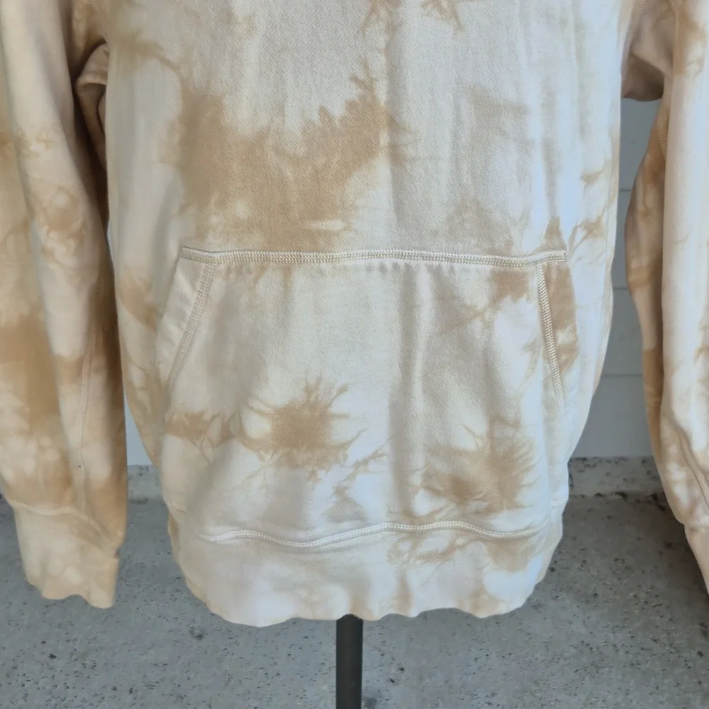 RAG & BONE City Terry Beige‎ Tan Cream Tie Dye Cotton Large Mens Hoodie Sweater - Picture 7 of 12